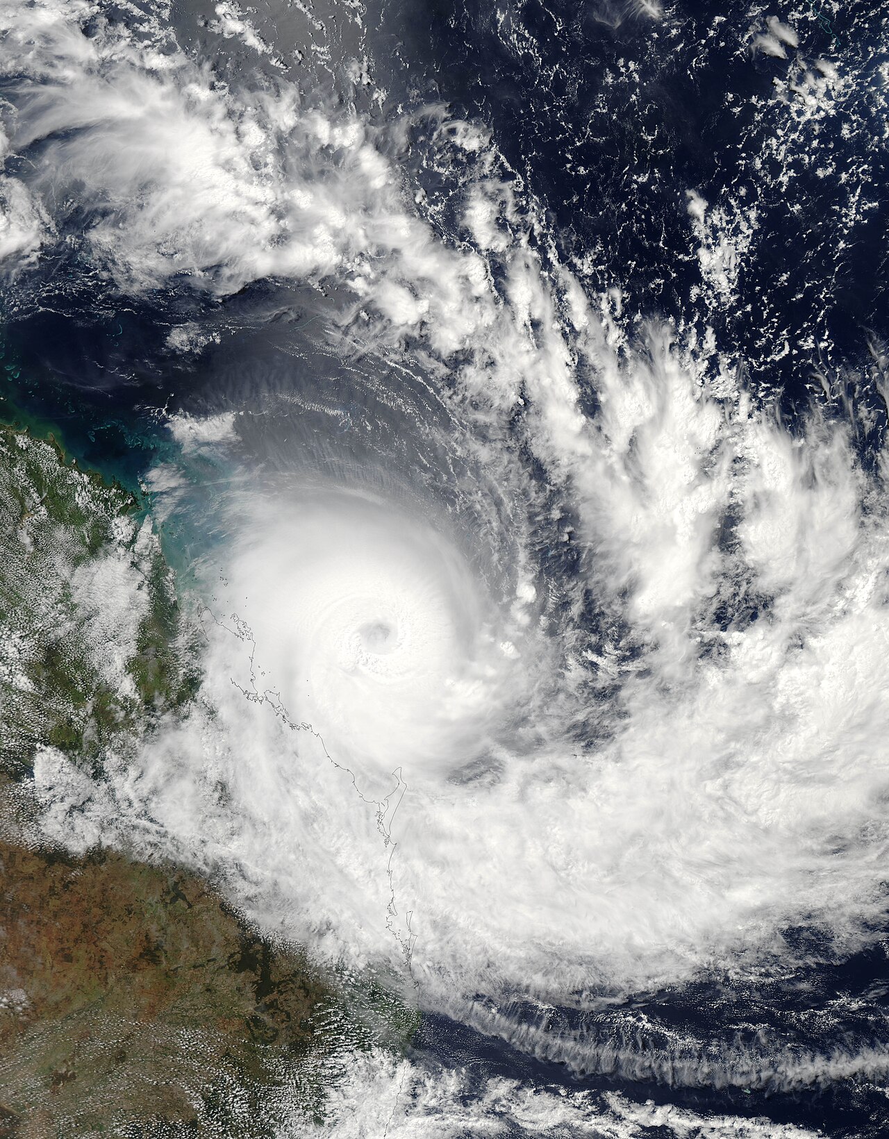 Satellite photo of Severe Tropical Cyclone Hamish off the Queensland coast